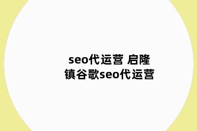 seo代运营 启隆镇谷歌seo代运营